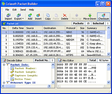 Click to view Colasoft Packet Builder 2.0 screenshot