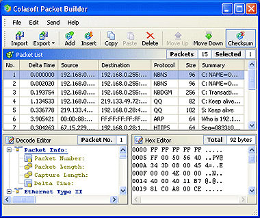 Colasoft Packet Builder screen shot