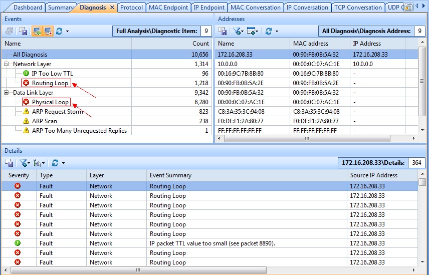 Detects and Displays Routings and Physical Loops