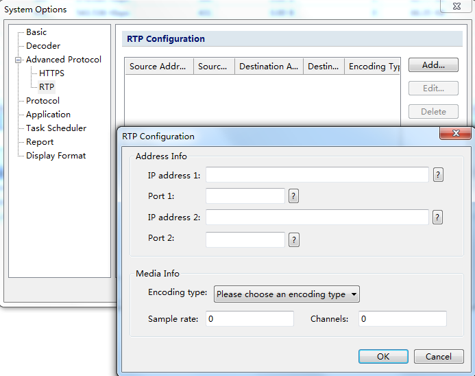 RTP configuration