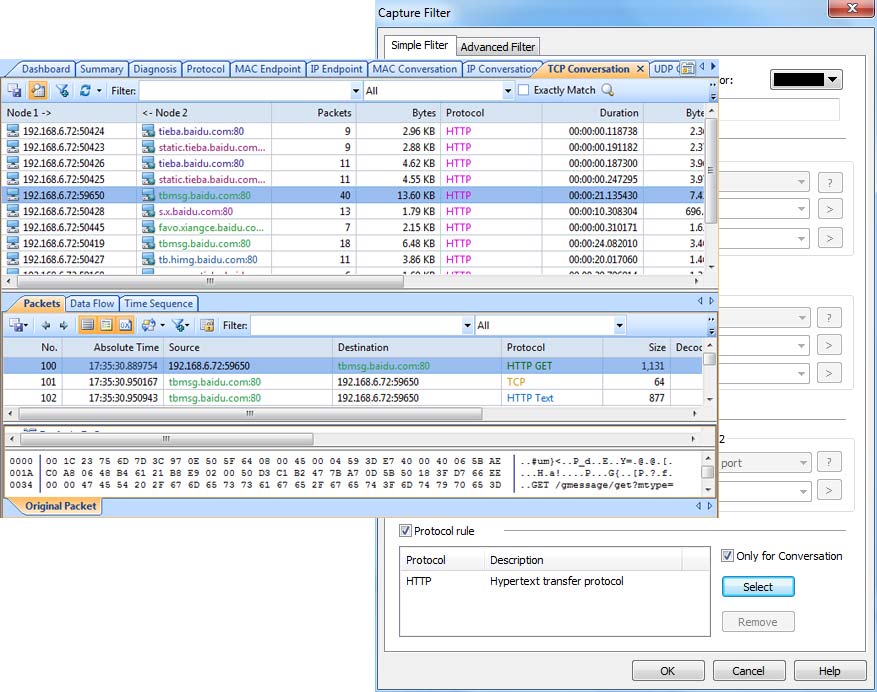 Capsa Network Analyzer Conversation Filter