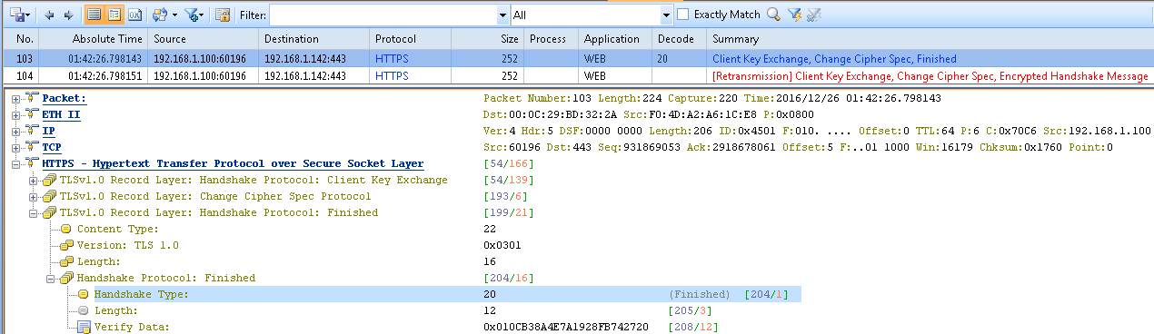 network packet after the decryption