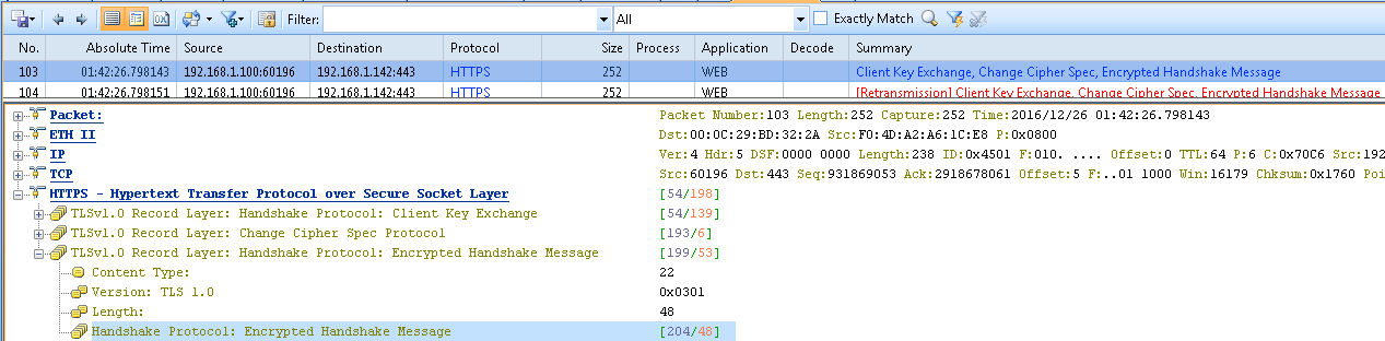 network packet before the decryption