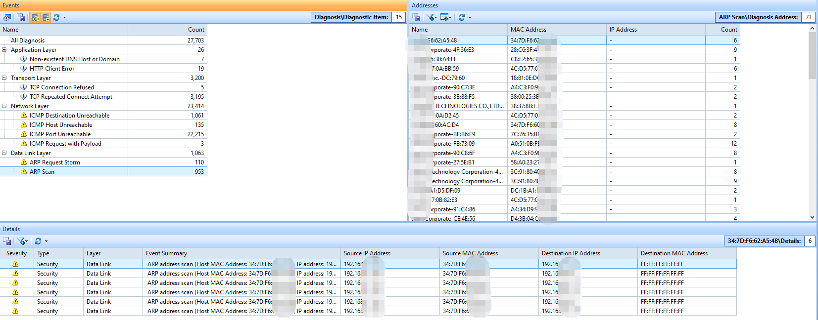 network diagnosis tab