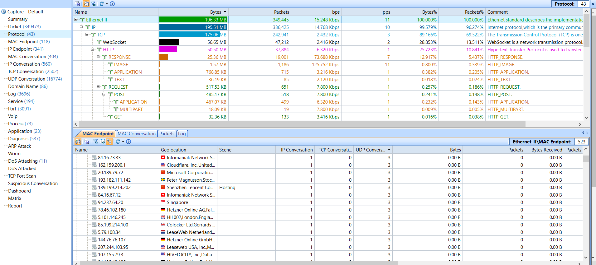 Monitor Network Traffic In The Protocol Tab