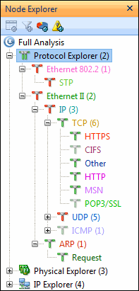 Protocols in the Node Explorer window