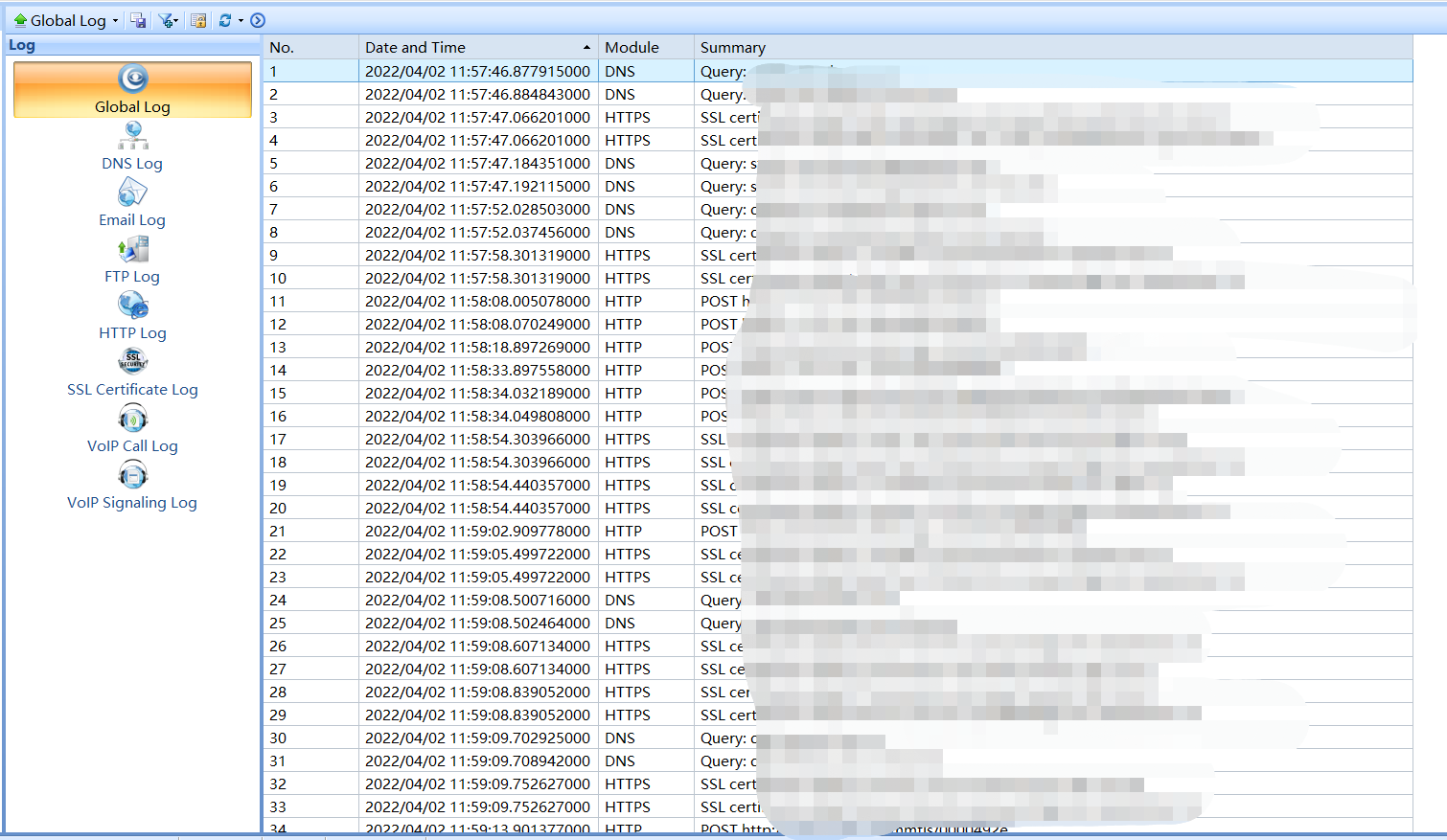 network analysis logs